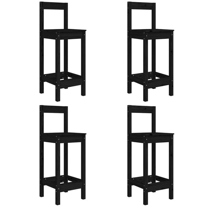 Set Bar da Giardino 5 pz Nero in Legno Massello di Pino 3154744