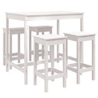 Set Bar da Giardino 5 pz Bianco in Legno Massello di Pino