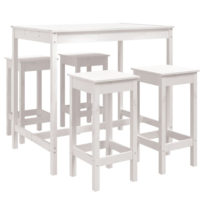 Set Bar da Giardino 5 pz Bianco in Legno Massello di Pino