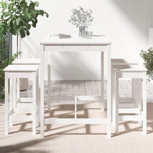 Set Bar da Giardino 5 pz Bianco in Legno Massello di Pino
