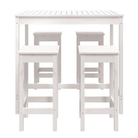 Set Bar da Giardino 5 pz Bianco in Legno Massello di Pino