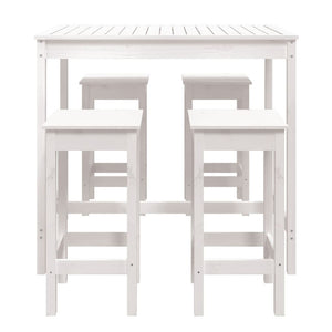 Set Bar da Giardino 5 pz Bianco in Legno Massello di Pino