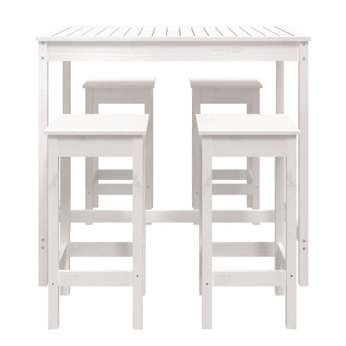Set Bar da Giardino 5 pz Bianco in Legno Massello di Pino