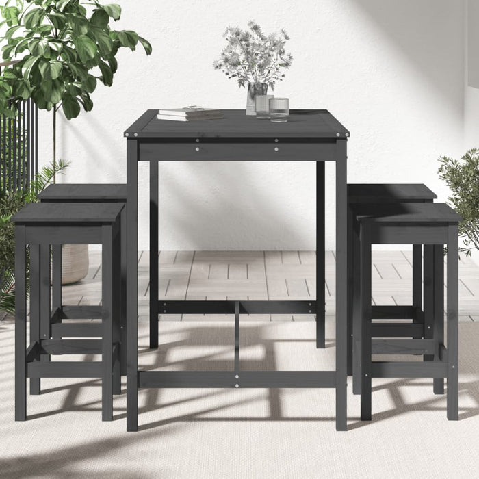 Set Bar da Giardino 5 pz Grigio in Legno Massello di Pino 3154747