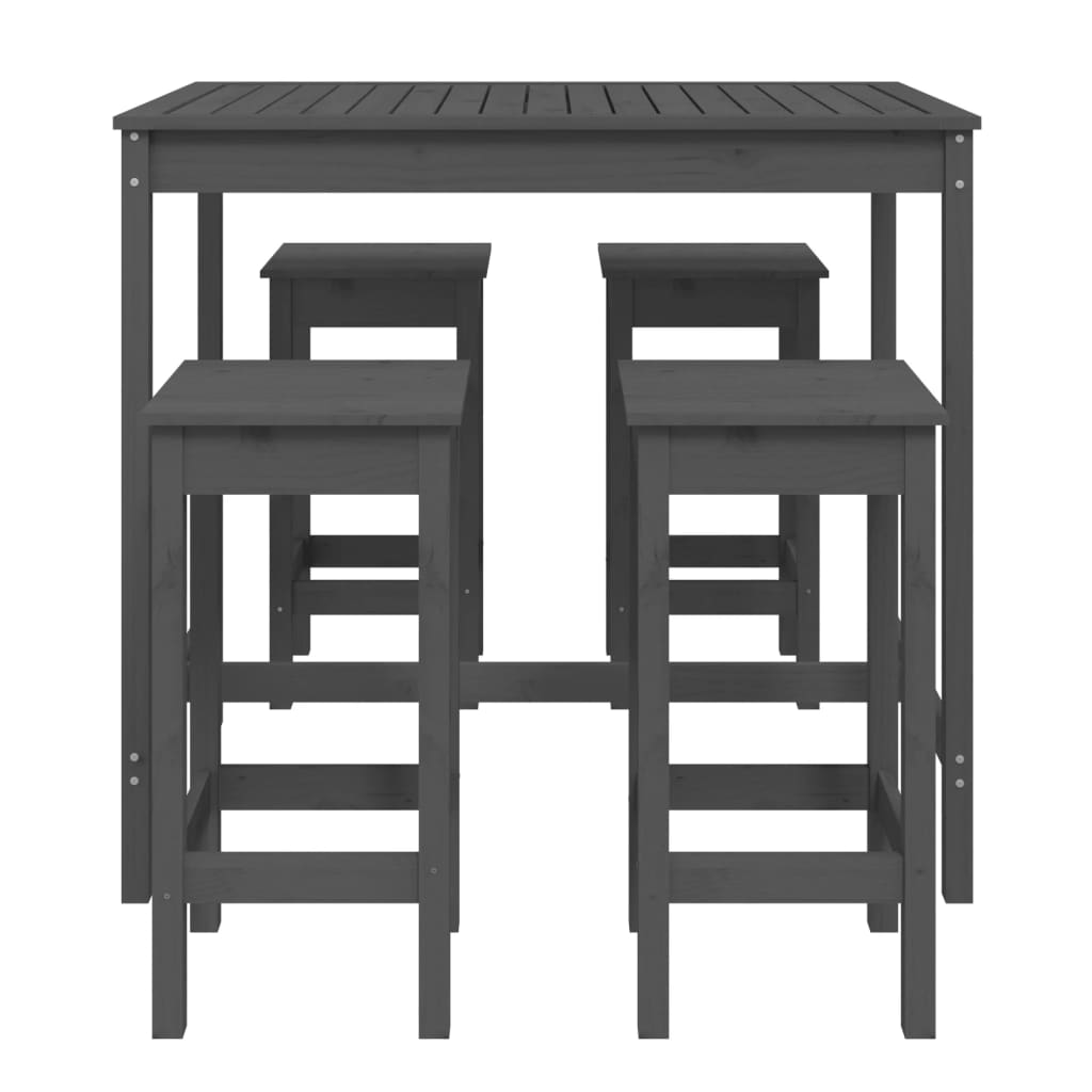 Set Bar da Giardino 5 pz Grigio in Legno Massello di Pino 3154747