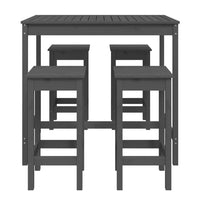 Set Bar da Giardino 5 pz Grigio in Legno Massello di Pino 3154747