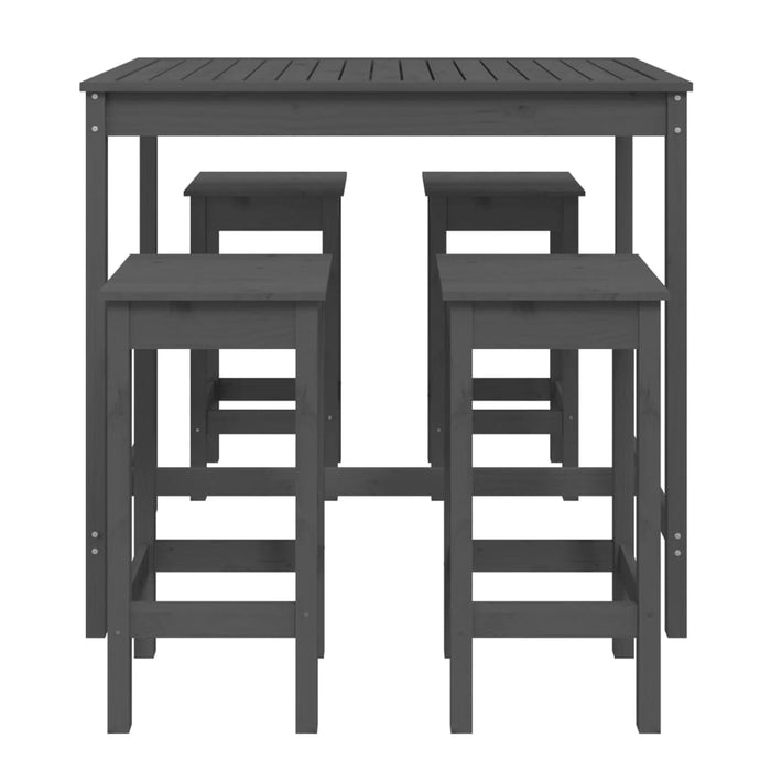 Set Bar da Giardino 5 pz Grigio in Legno Massello di Pino 3154747