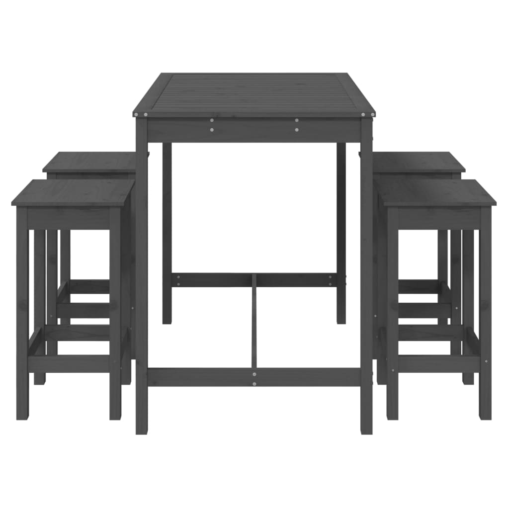 Set Bar da Giardino 5 pz Grigio in Legno Massello di Pino 3154747