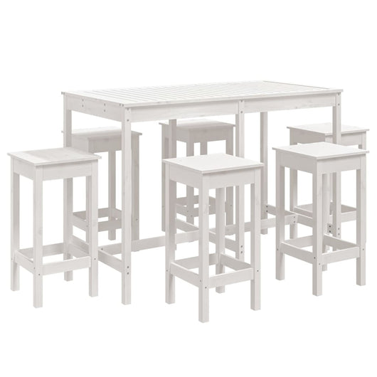 Set Bar da Giardino 7 pz Bianco in Legno Massello di Pino 3154756