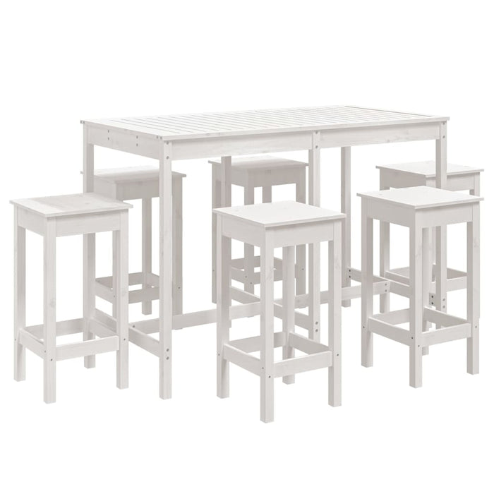 Set Bar da Giardino 7 pz Bianco in Legno Massello di Pino 3154756