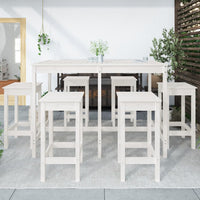 Set Bar da Giardino 7 pz Bianco in Legno Massello di Pino