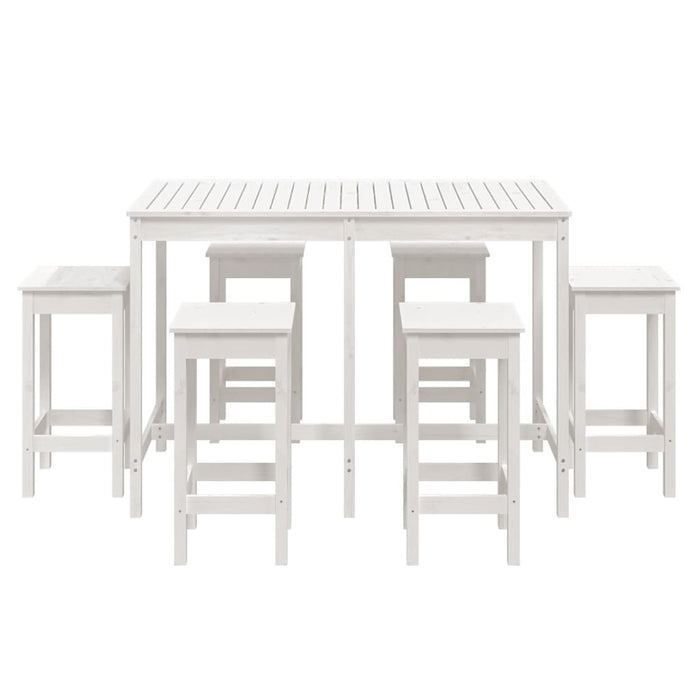 Set Bar da Giardino 7 pz Bianco in Legno Massello di Pino 3154756
