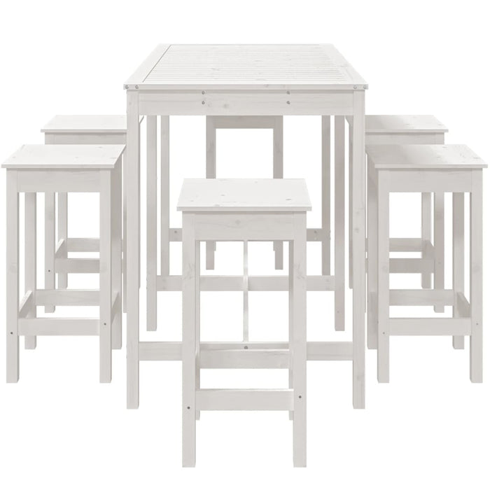 Set Bar da Giardino 7 pz Bianco in Legno Massello di Pino