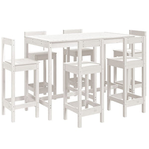 Set Bar da Giardino 7 pz Bianco in Legno Massello di Pino 3154761
