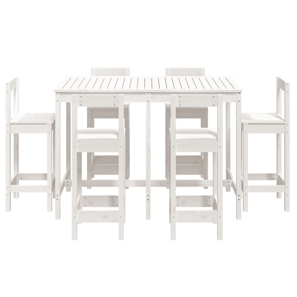 Set Bar da Giardino 7 pz Bianco in Legno Massello di Pino 3154761