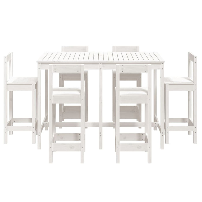 Set Bar da Giardino 7 pz Bianco in Legno Massello di Pino 3154761