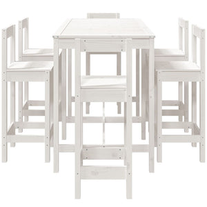 Set Bar da Giardino 7 pz Bianco in Legno Massello di Pino 3154761