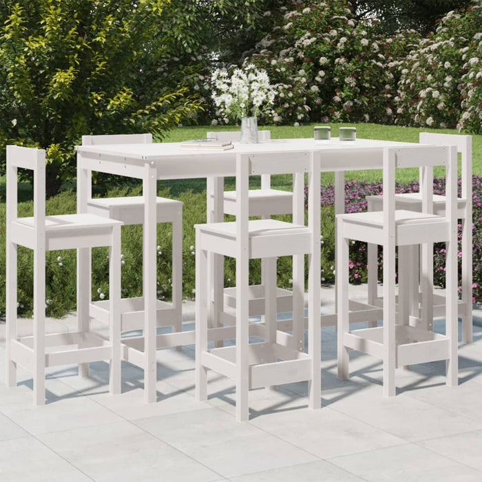 Set Bar da Giardino 7 pz Bianco in Legno Massello di Pino 3154761