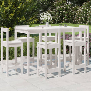 Set Bar da Giardino 7 pz Bianco in Legno Massello di Pino 3154761