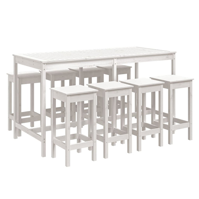 Set Bar da Giardino 9 pz Bianco in Legno Massello di Pino 3154766