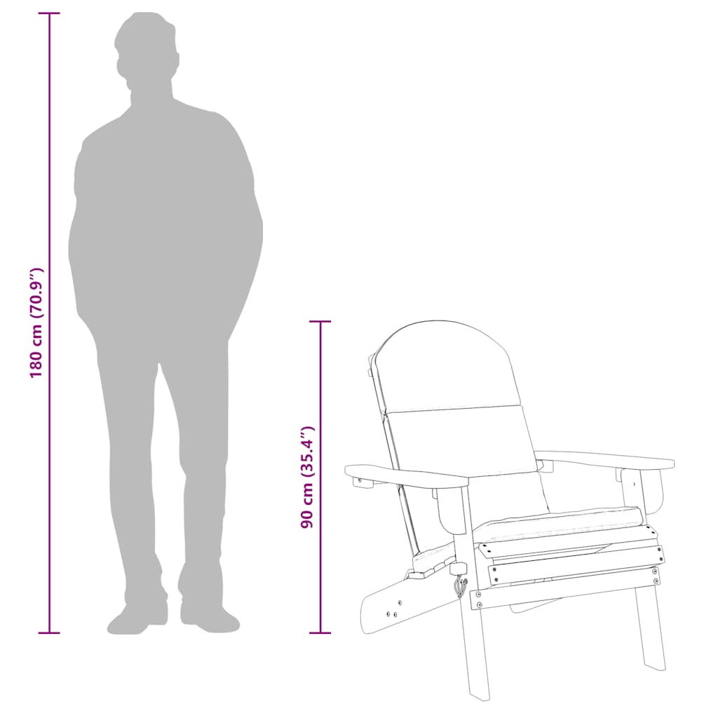 Sedia Adirondack da Giardino con Cuscini Legno Massello Acacia 360032