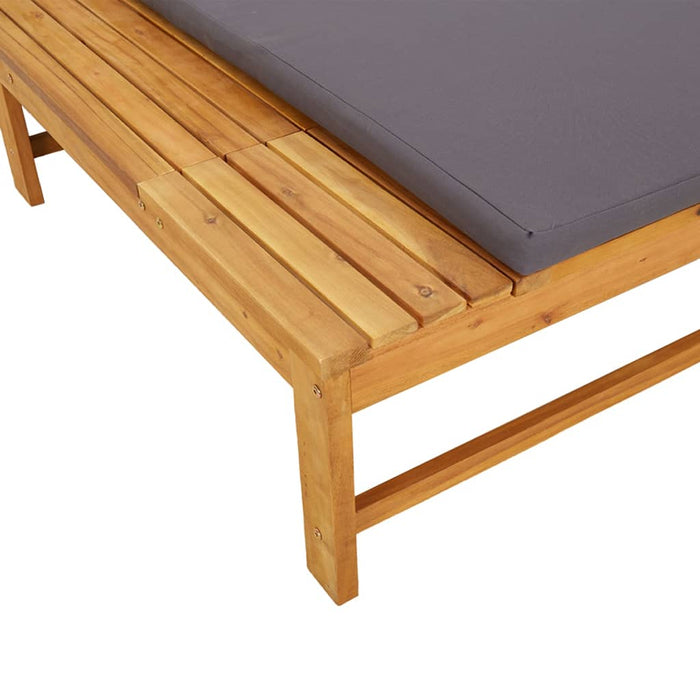 Lettino Cuscino e Guanciale Grigio Scuro Legno Massello Acacia 362154