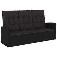Panca da Giardino Reclinabile con Cuscini 173cm Polyrattan Nero 362183