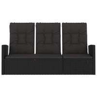 Panca da giardino mobile da giardino per esterni terrazza reclinabile e cuscini neri 173 x 62 x 95 cm resina intrecciata 02_0011740