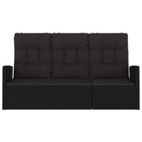 Panca da Giardino Reclinabile con Cuscini 173cm Polyrattan Nero 362183