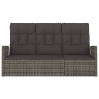 Panca Giardino Reclinabile con Cuscini 173cm Polyrattan Grigio 362184
