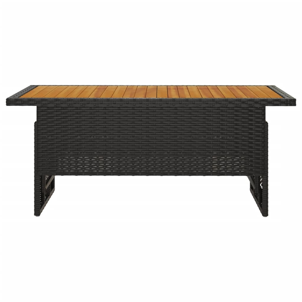 Tavolo Giardino Nero 100x50x43/63cm Massello Acacia Polyrattan