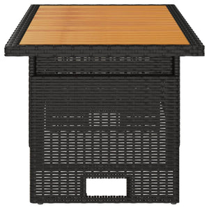 Tavolo Giardino Nero 100x50x43/63cm Massello Acacia Polyrattan