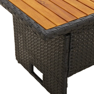 Tavolo Giardino Nero 100x50x43/63cm Massello Acacia Polyrattan 362187