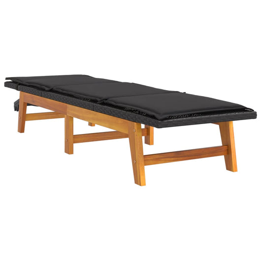 Sdraio sdraio prendisole lettino da giardino terrazza mobili da esterno con cuscino resina intrecciata/legno massello di acacia 02_0012532