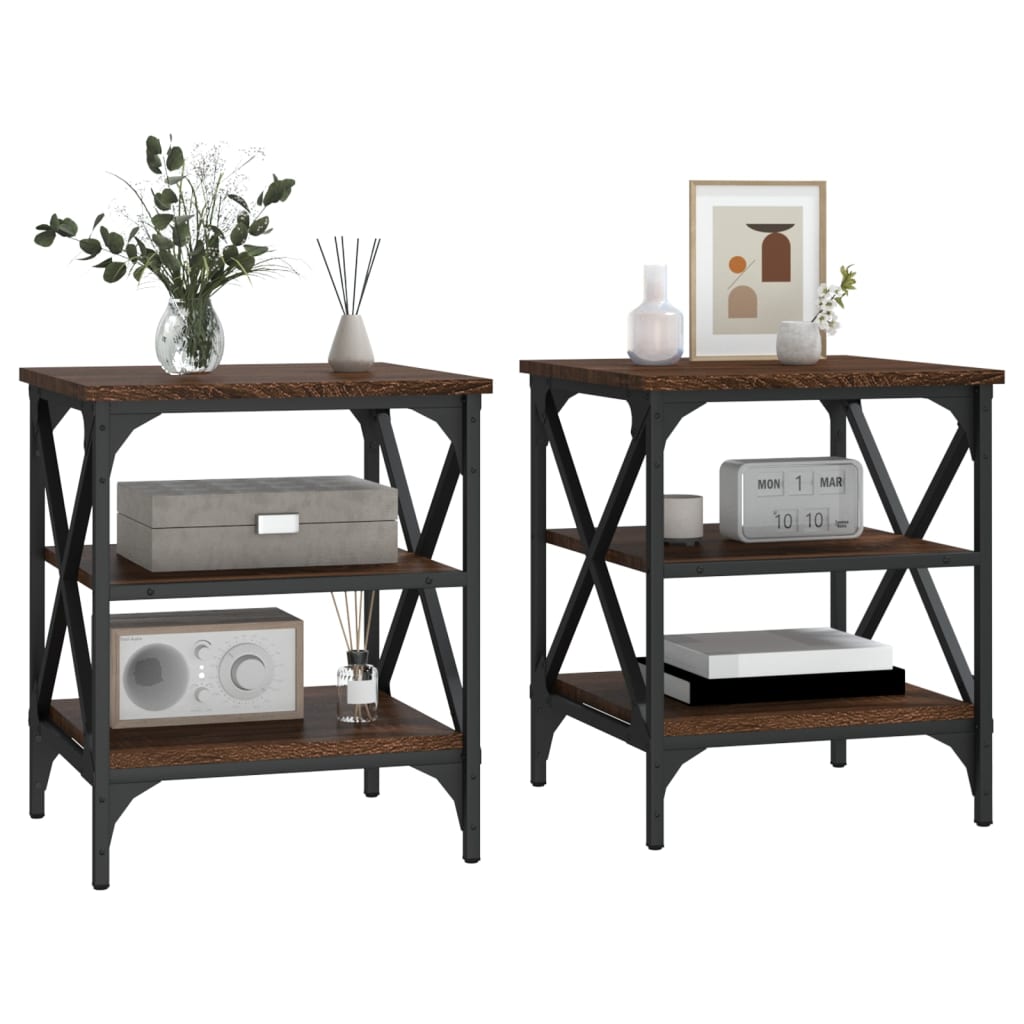 Tavolini 2 pz Rovere Marrone 40x42x50 cm in Legno Multistrato 825781