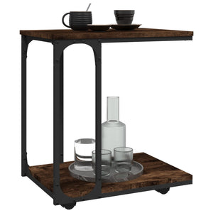 Tavolino con Ruote Rovere Fumo 50x35x55,5 cm Legno Multistrato 825809