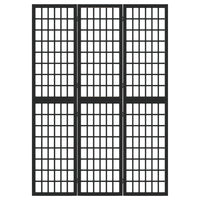 Divisorio Pieghevole 3 Pannelli Stile Giapponese 120x170cm Nero 352079