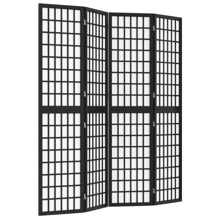 Divisorio Pieghevole 4 Pannelli Stile Giapponese 160x170cm Nero cod mxl 65605
