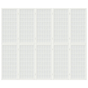 Divisorio Pieghevole 5 Pannelli Stile Giapponese 200x170 Bianco 352089