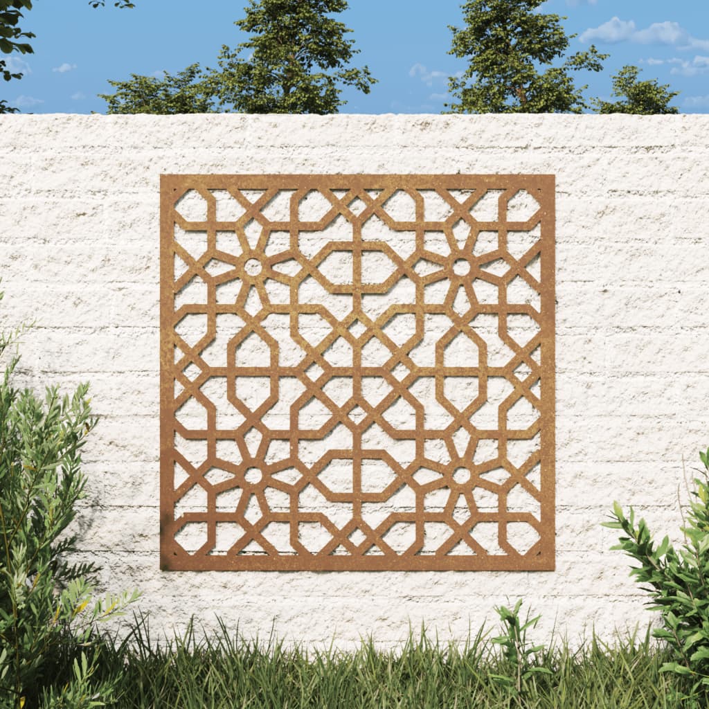 Decorazione Muro da Giardino 55x55 cm Moresco Acciaio Corten 824478