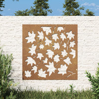 Decorazione Muro Giardino 55x55 cm Foglia Acero Acciaio Corten 824480