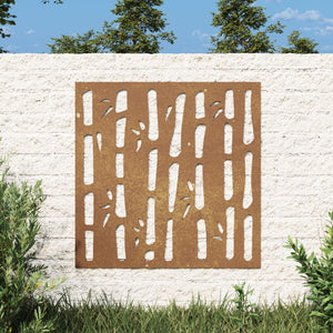 Decorazione Muro da Giardino 55x55 cm Bambù in Acciaio Corten 824482