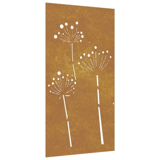 Decorazione Muro da Giardino 105x55 cm Fiore in Acciaio Corten 824486
