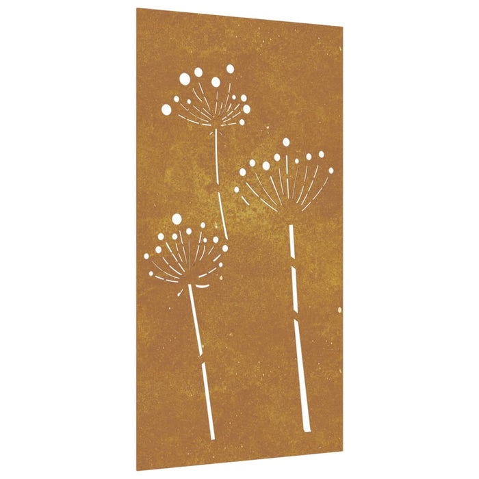 Decorazione Muro da Giardino 105x55 cm Fiore in Acciaio Corten 824486
