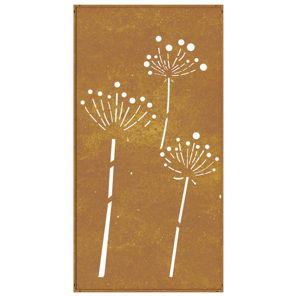 Decorazione Muro da Giardino 105x55 cm Fiore in Acciaio Corten 824486