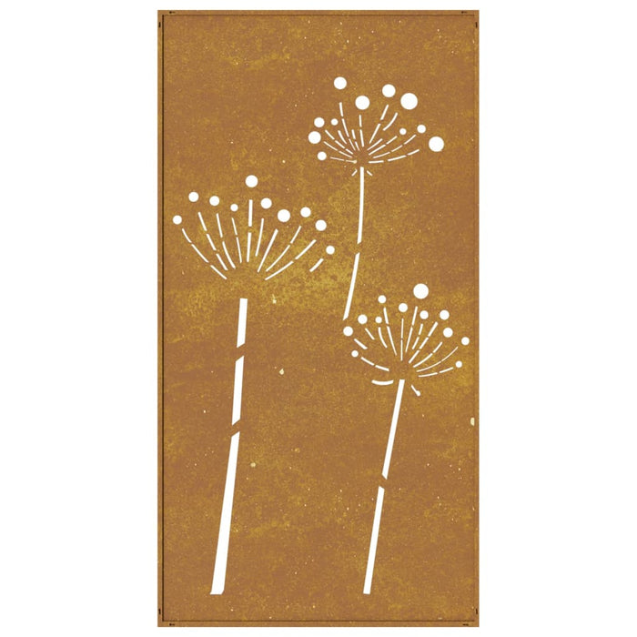 Decorazione Muro da Giardino 105x55 cm Fiore in Acciaio Corten 824486