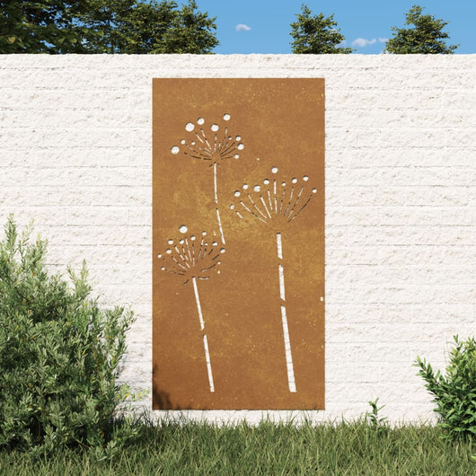 Decorazione Muro da Giardino 105x55 cm Fiore in Acciaio Cortencod mxl 130628