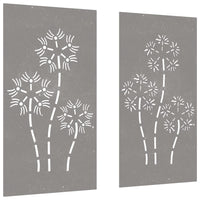 Decorazioni Muro da Giardino 2pz 105x55 cm Fiore Acciaio Corten 824487