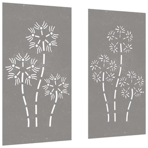 Decorazioni Muro da Giardino 2pz 105x55 cm Fiore Acciaio Corten 824487