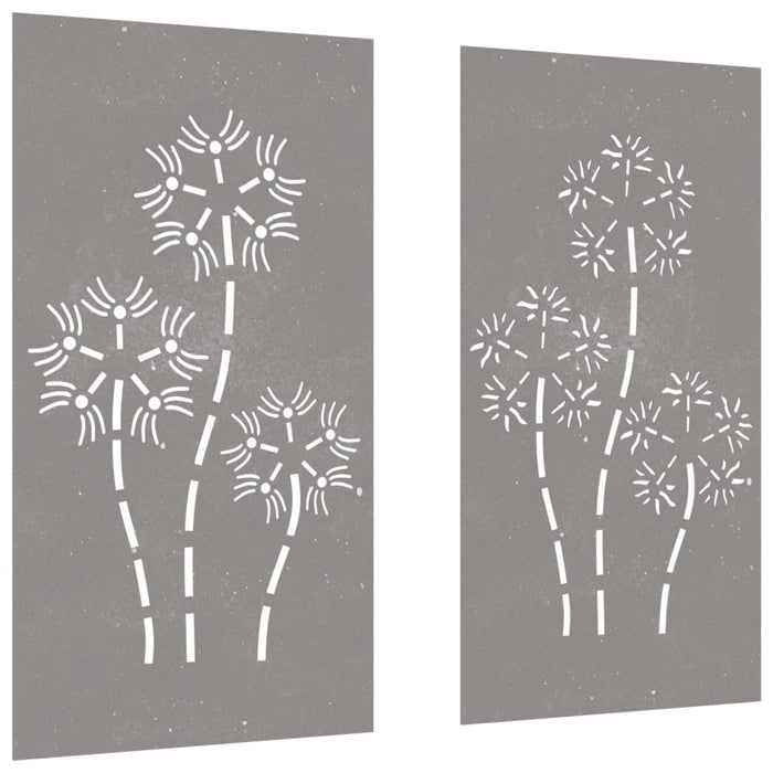 Decorazioni Muro da Giardino 2pz 105x55 cm Fiore Acciaio Corten 824487